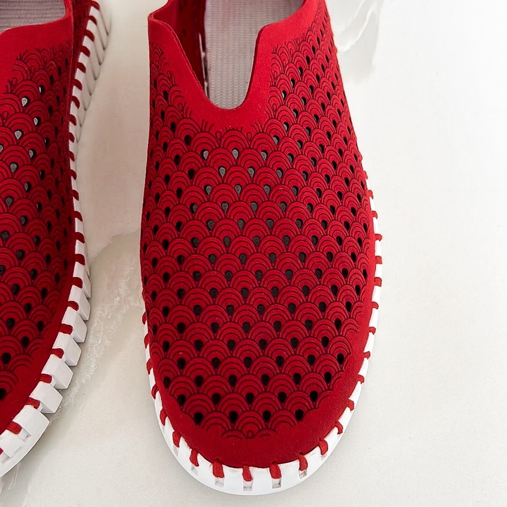 Ilse Jacobsen Tulip Red & White Slip On Sneakers Womens Sz EU 42 US 11.5 - 12 - Picture 7 of 16